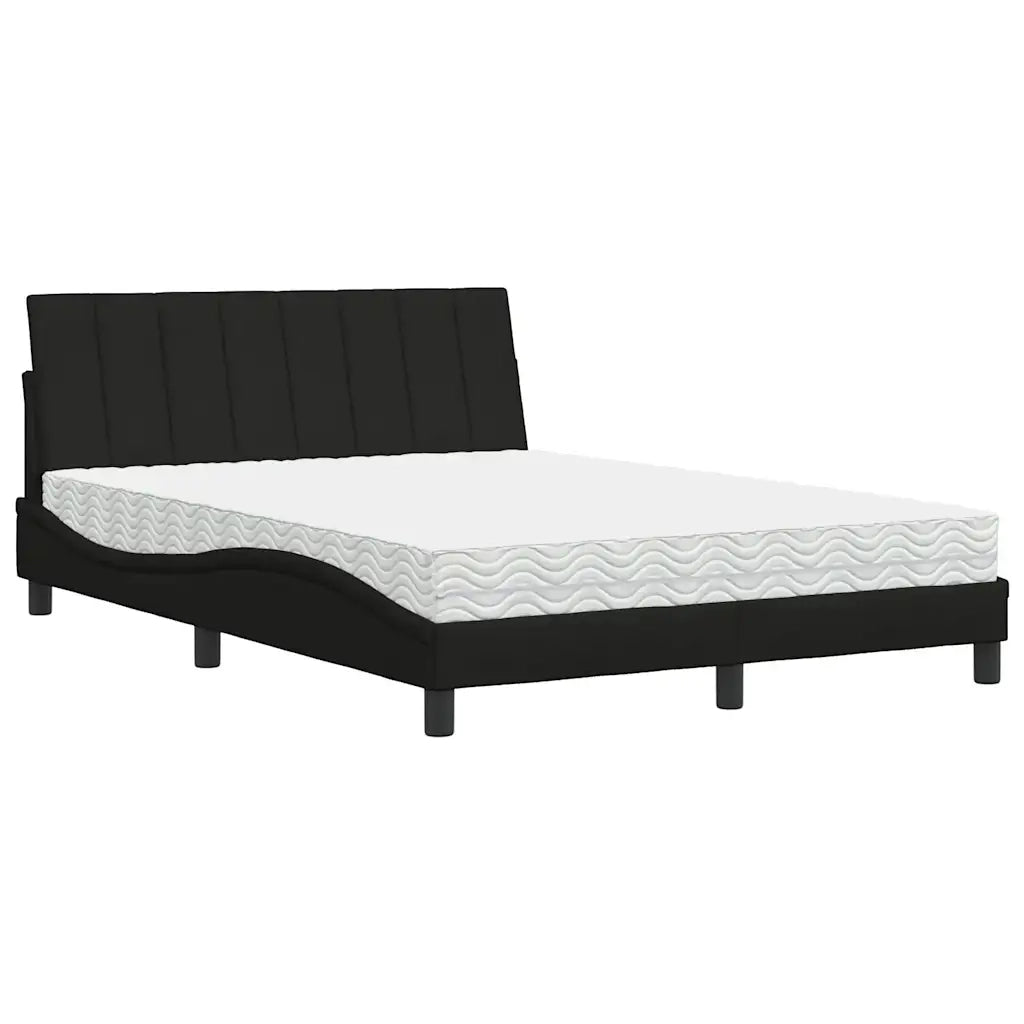 Letto con Materasso Hanko Nero 120x200 cm in Tessuto 3310519