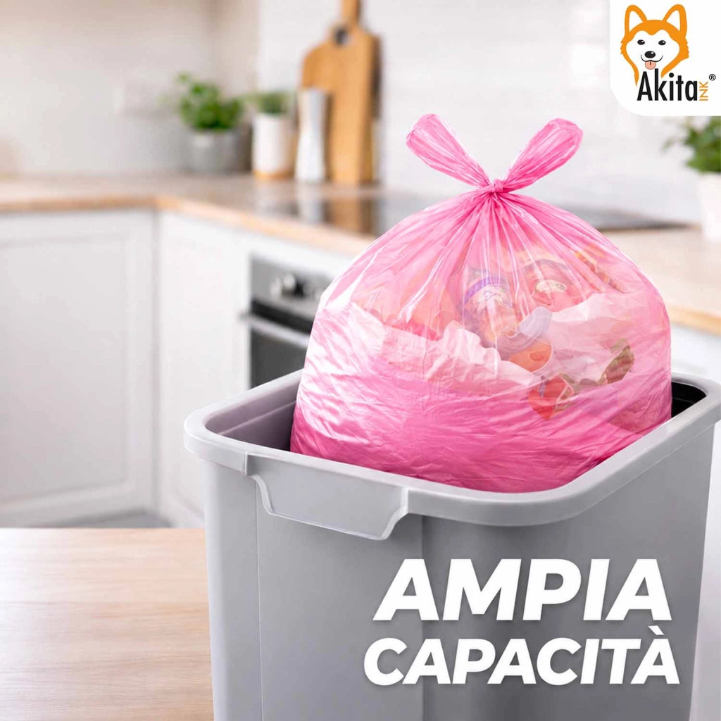 Akitaink Sacchi Spazzatura 40x55 Rosa 180 Pz