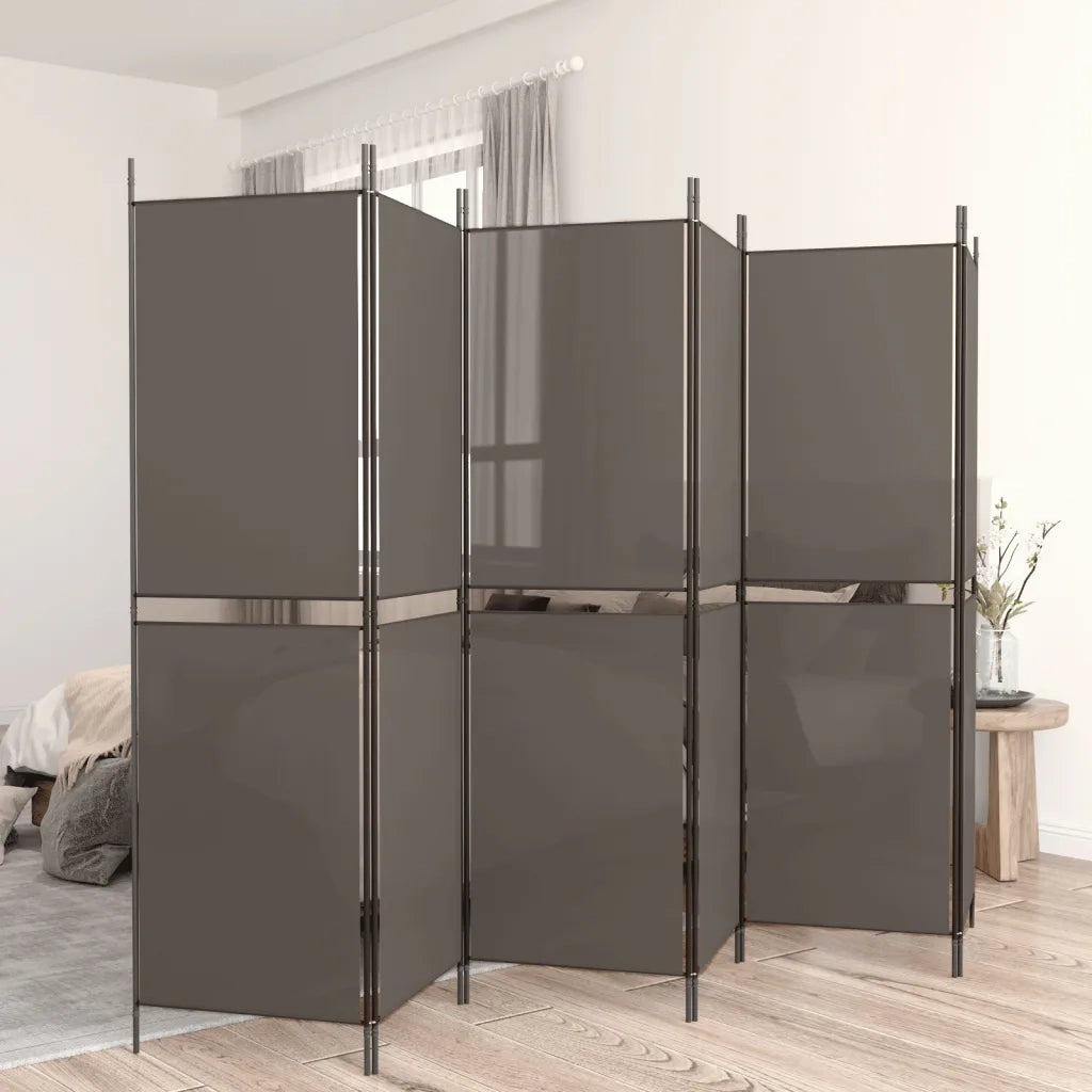 Divisorio Ambienti | Divider per stanze | Paravento a 6 Pannelli Antracite 300x220 cm Tessuto