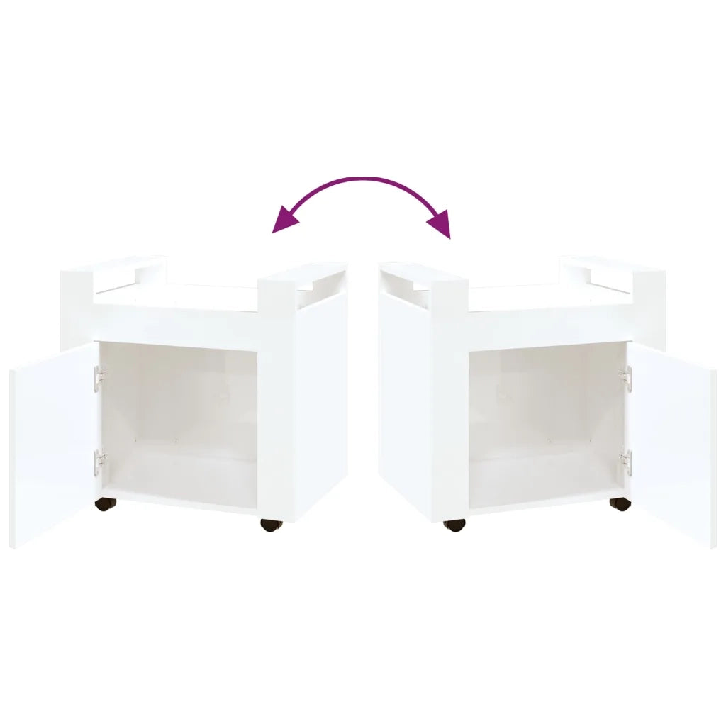 Carrello Scrivania bianco lucido 60x45x60 cm Legno Multistrato