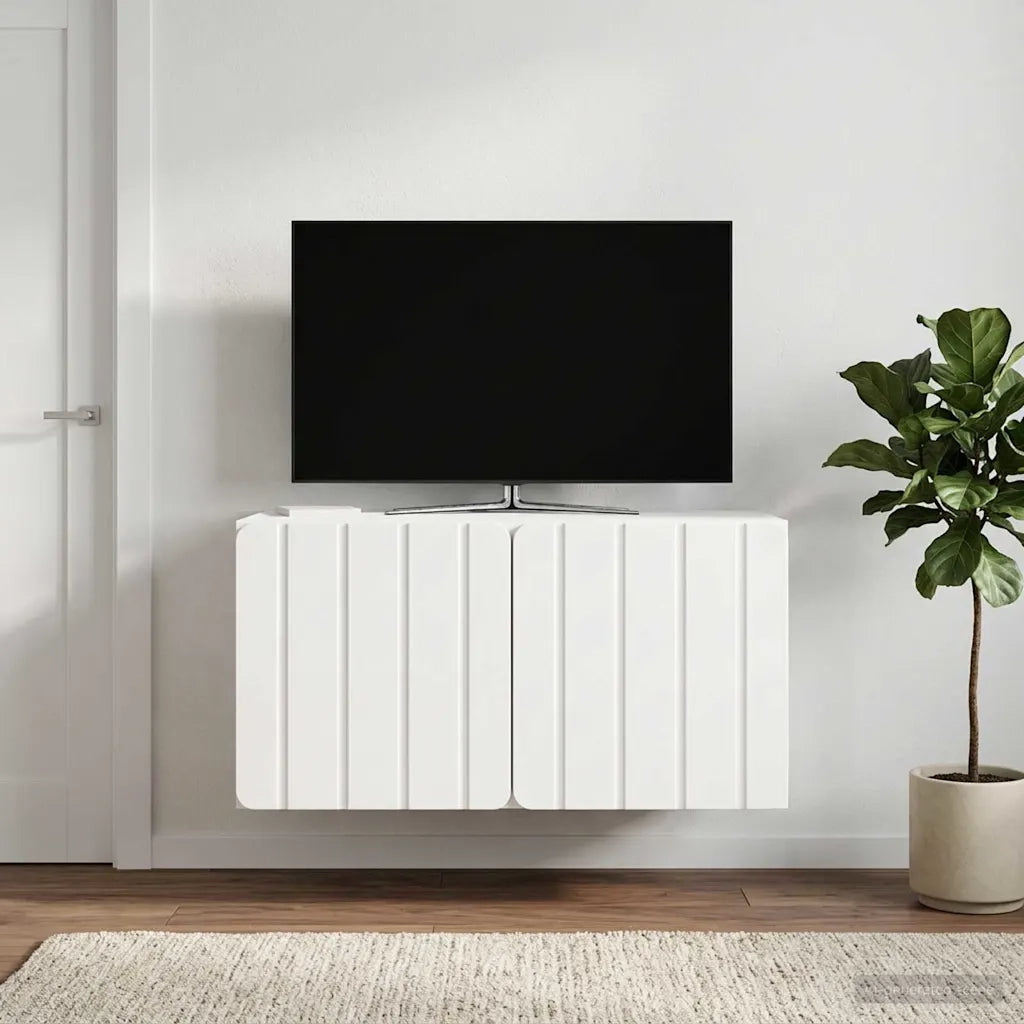 Mobile Porta TV da Muro 59,5 x 41 x 30 cm Bianco Lucido 898339