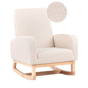 Sedia a dondolo per bambini Boucle in legno per bambini beige chiaro cameretta