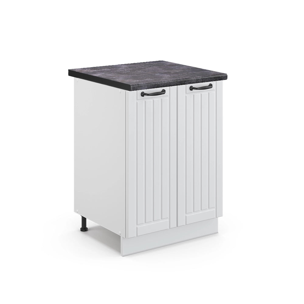 Mobiletto base cucina Fame-Line Bianco rustico/Bianco 60 cm, PL Antracite Vicco
