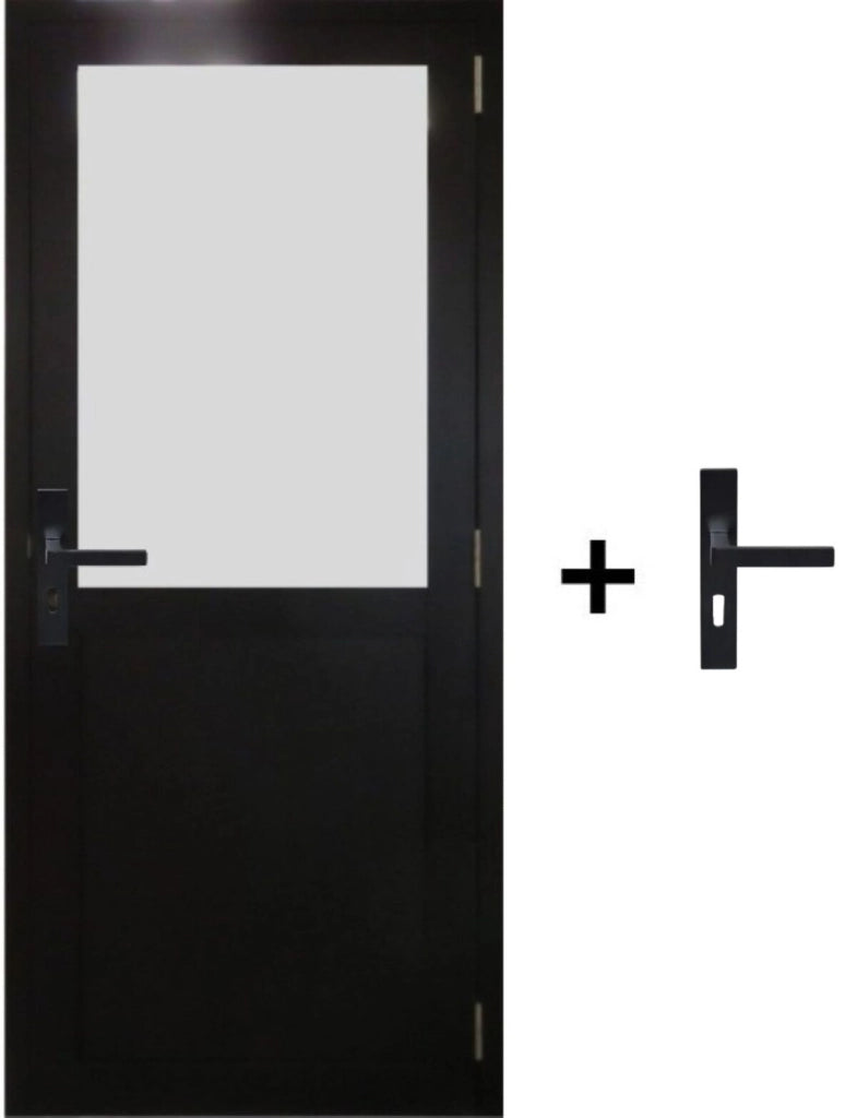 Blocco Porta Athena Nero H204 x L73 Dimensioni Tavolo Spingendo Sinistra + Maniglia