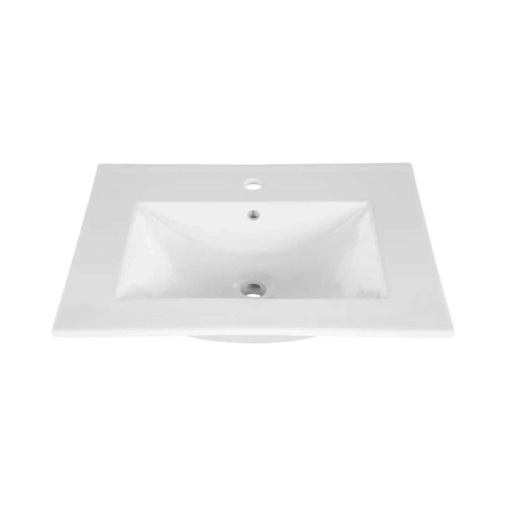 Set da bagno ERMANO cachemire e finitura quercia 60cm: mobile sottolavabo + lavabo incassato bianco
