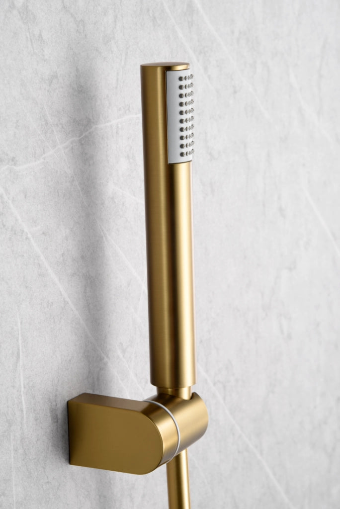 IMEX Set vasca-doccia monocomando in ottone e zama finitura oro spazzolato con tubi acciaio 180 cm staffa ABS doccetta tonda cartuccia ceramica Ø35 mm Imex-BDC033-4OC