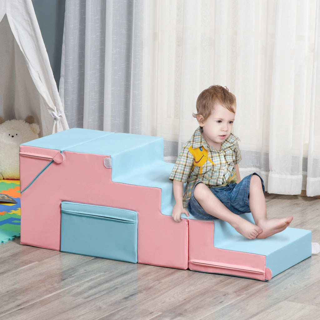 Casetta per bambini con scivolo e arrampicata ¨C zephmum ¨C rosa e blu 86x49x47 cm