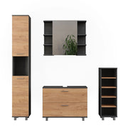 Vicco Set di mobili da bagno Quercia dorata/antracite 4 parti