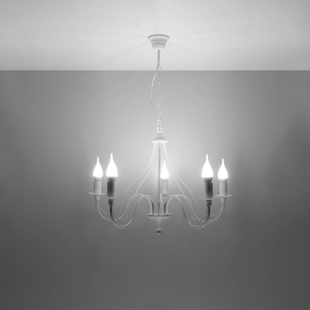 Lampadario a sospensione candeliere bianco 5xE14 PALADA Pure Lume