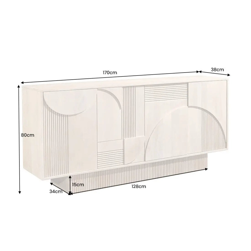 Buffet ORINO 170 cm – Legno massiccio di mango sbiancato – Stile Art Déco