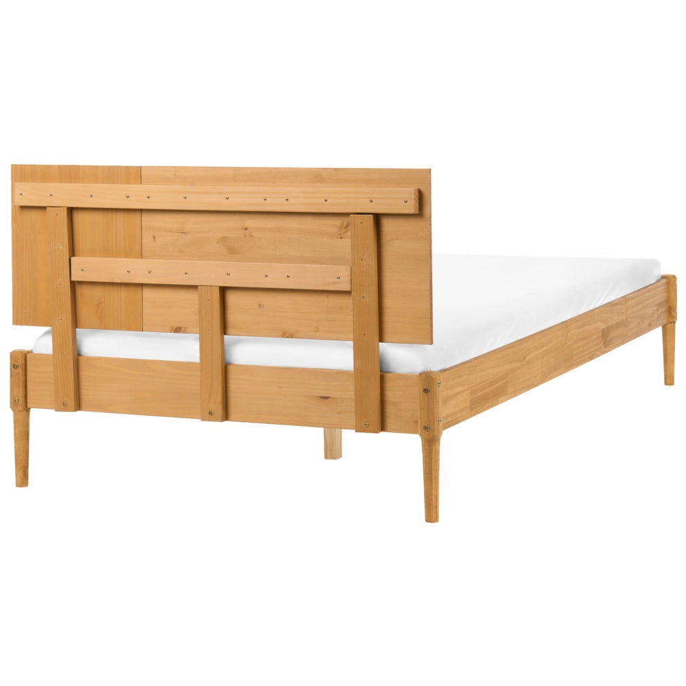Set da camera da letto in legno di pino con letto matrimoniale 2 comodini e cassettiera a 6 cassetti 120 x 200 cm marrone chiaro stile scandinavo