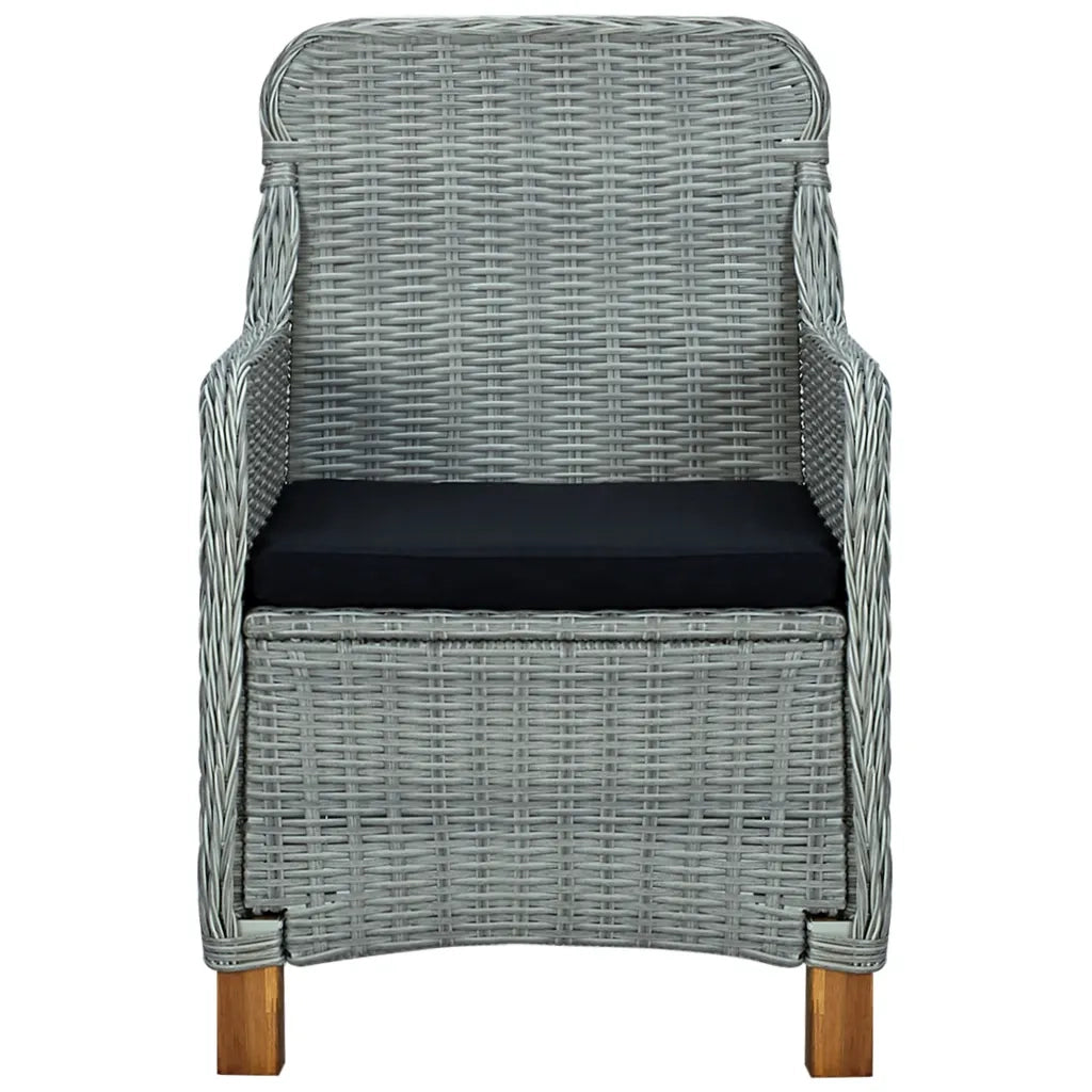 Set Pranzo da Giardino 9pz con Cuscini Polyrattan Grigio Chiaro cod mxl 52837