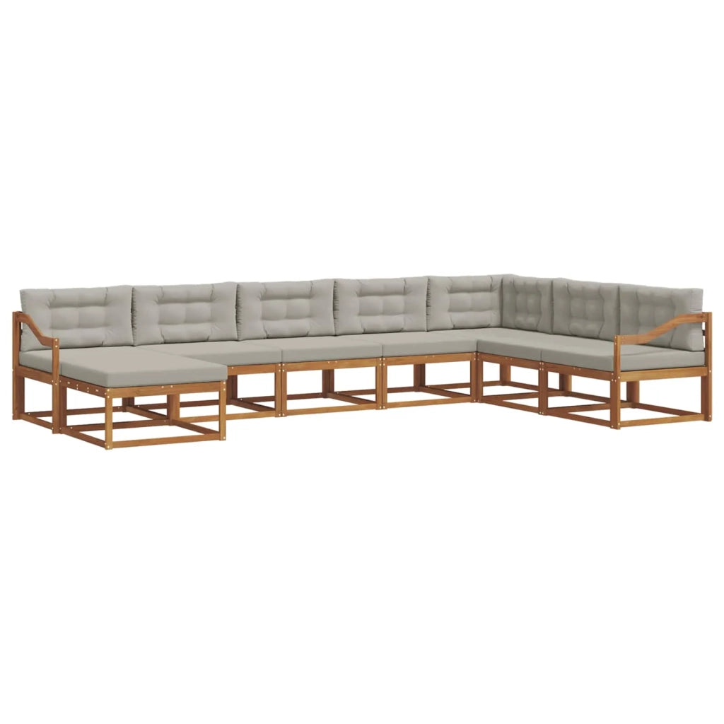 Set di divani da esterno 8 pcs Grigio Naturale e Chiaro