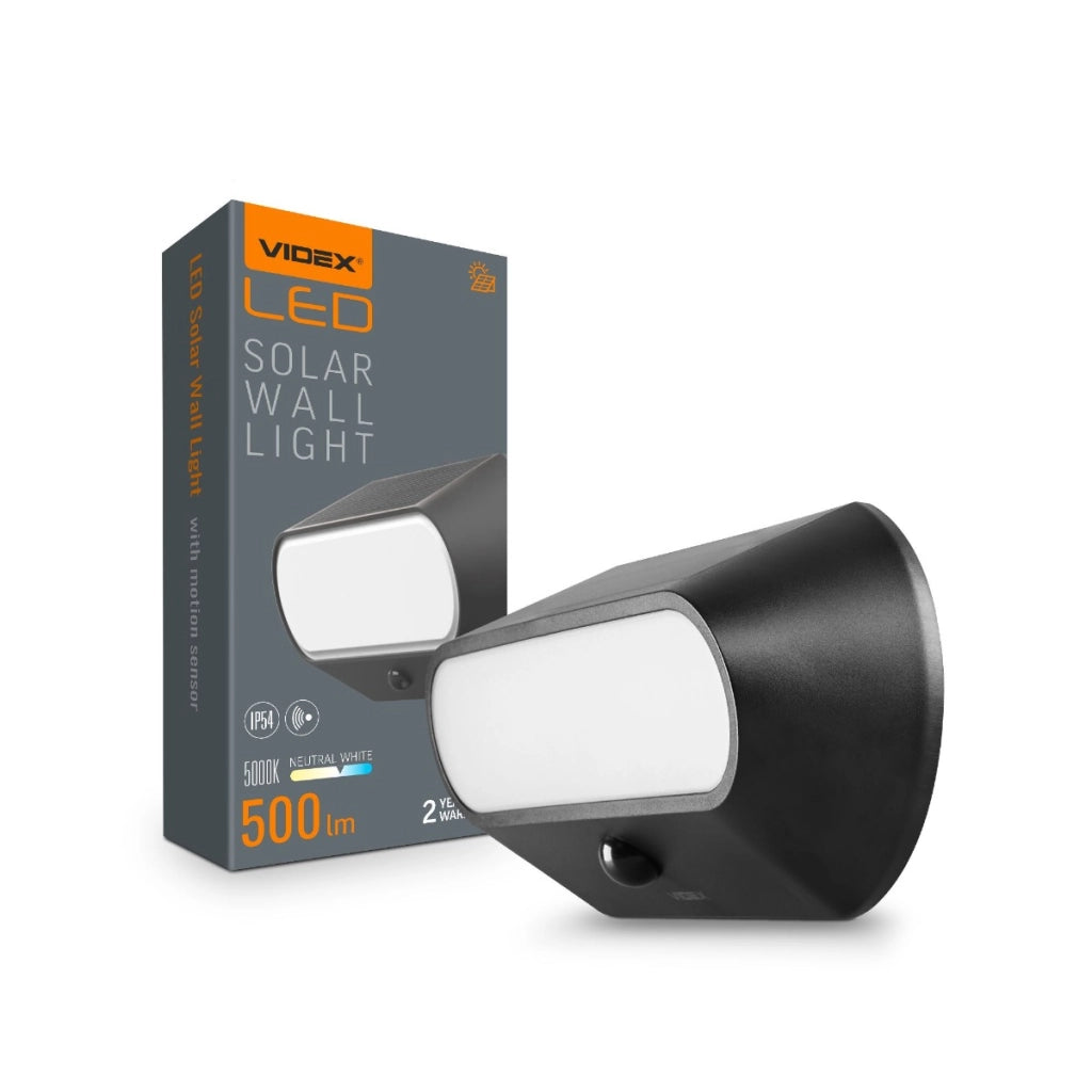 Applique solare LED 500lm 5000K sensore movimento IP54 Videx