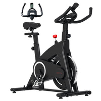 Cyclette Magnetica con Volano 10 kg Sedile e Manubrio Regolabili Monitor LCD e Porta Tablet Nero