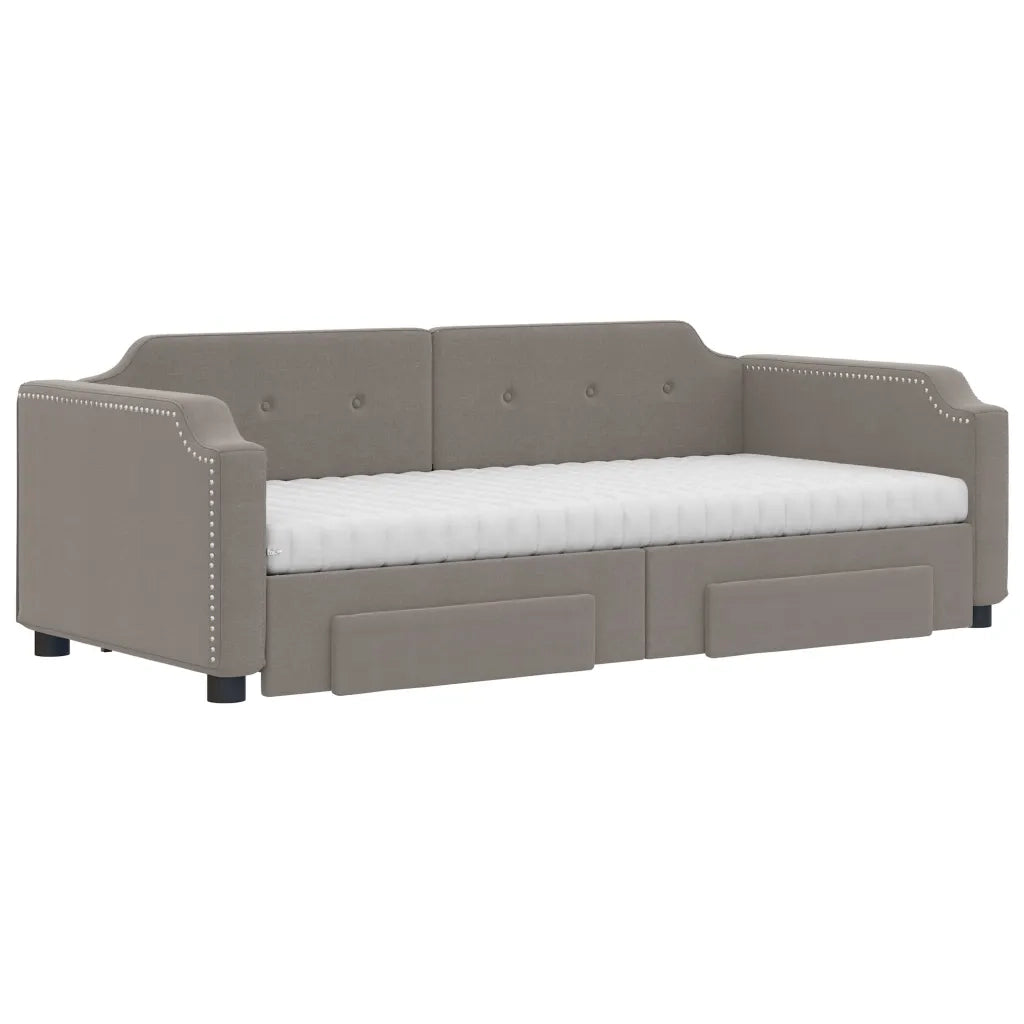 Divano Letto Estraibile con Cassetti Tortora 80x200 cm Tessuto 3197686