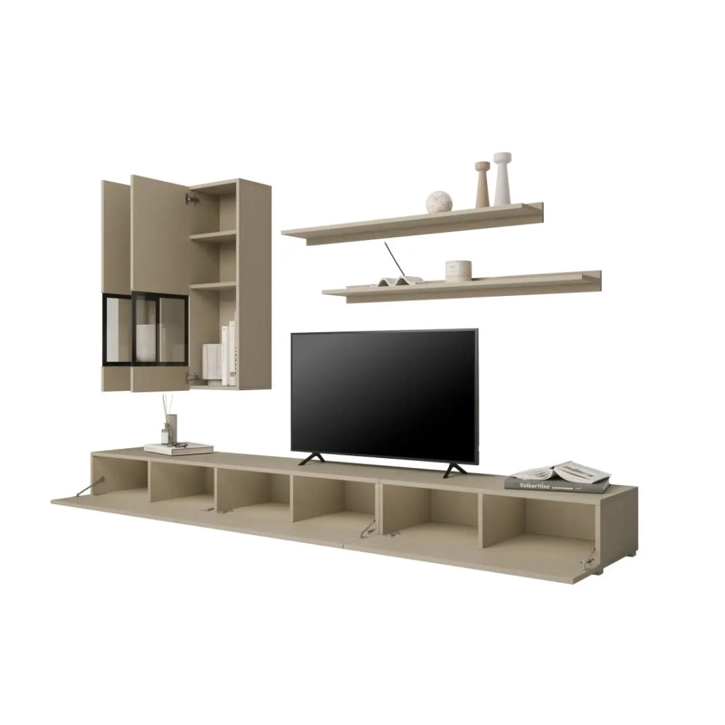 Set mobili da salotto RAMOS – Beige chiaro – Design contemporaneo senza LED