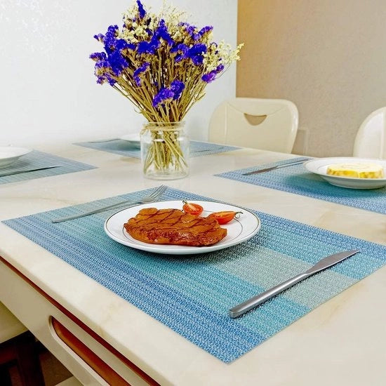 Tavola di supporto in set da 6, facile da pulire, mantiene la tavola calda, impermeabile, 45cmx30cm (Tavola di supporto in set da 6, c-blauw)