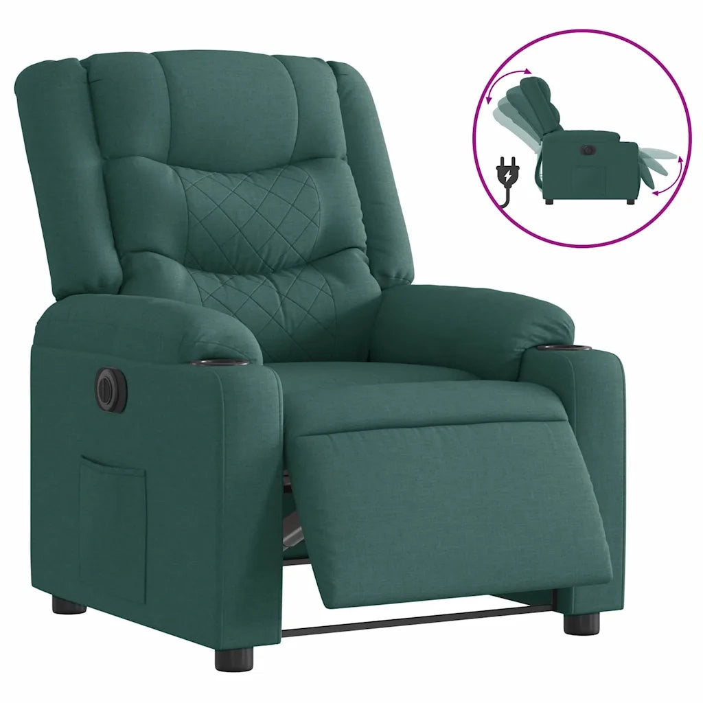 Poltrona Elettrica Reclinabile Verde Scuro in Tessuto 3310250