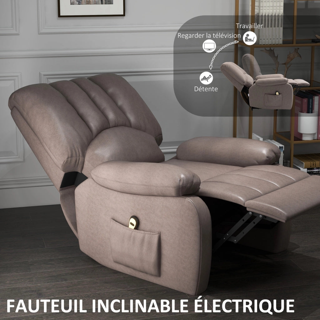 Poltrona relax reclinabile elettrica con poggiapiedi e telecomando ¨C zephmum ¨C 86x92x102 cm grigio