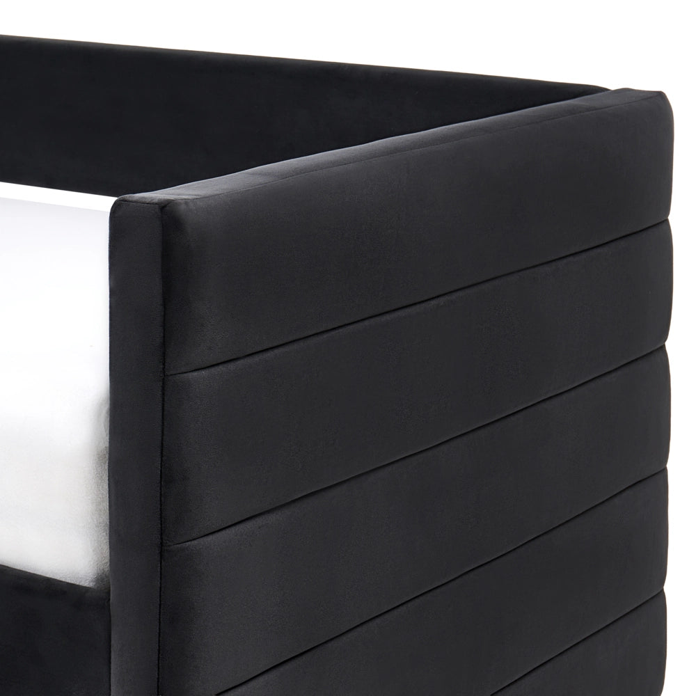 Letto con contenitore con cassetti in velluto nero 90 x 200 cm stanzetta design elegante