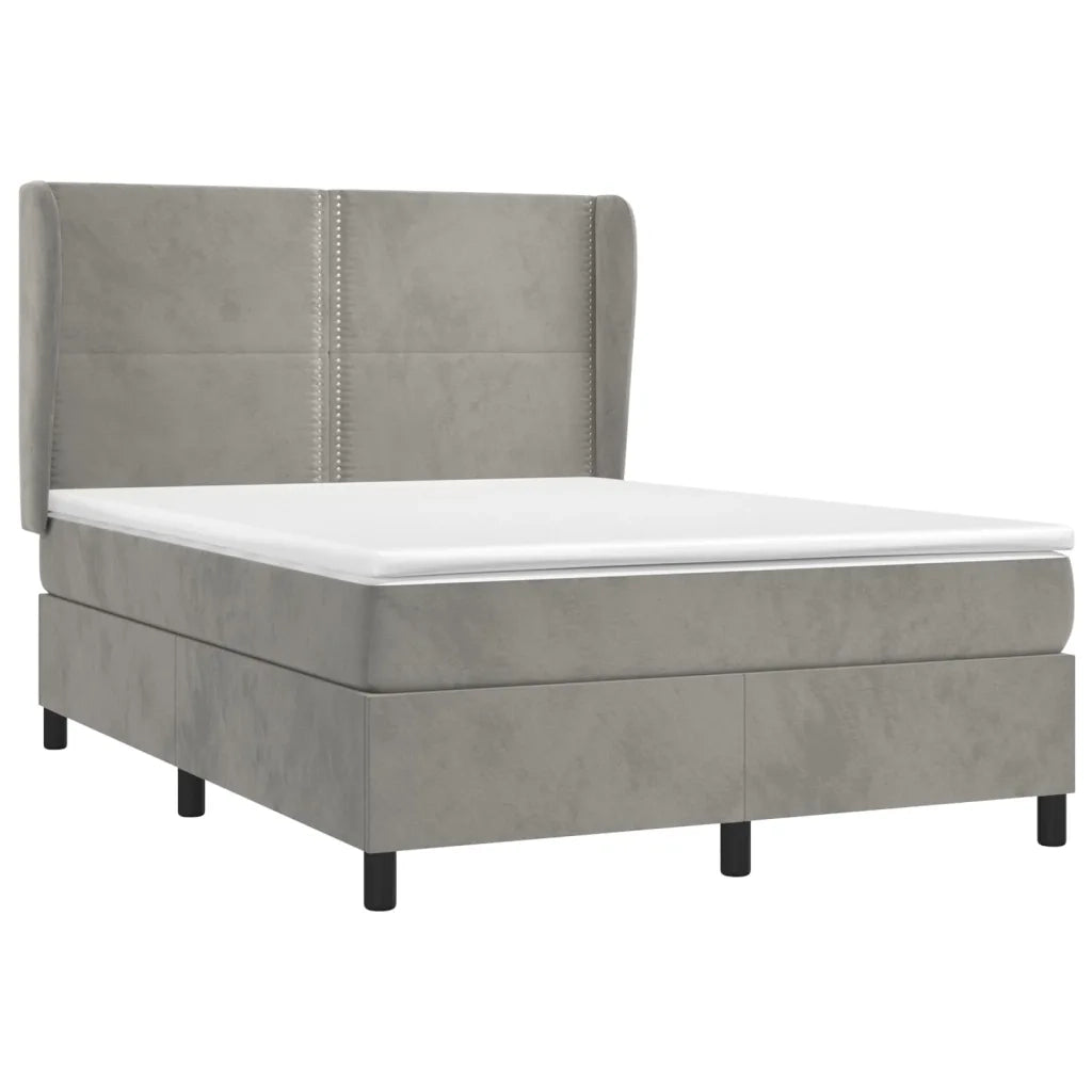 Giroletto a Molle con Materasso Grigio Chiaro 140x190cm Velluto 3129147
