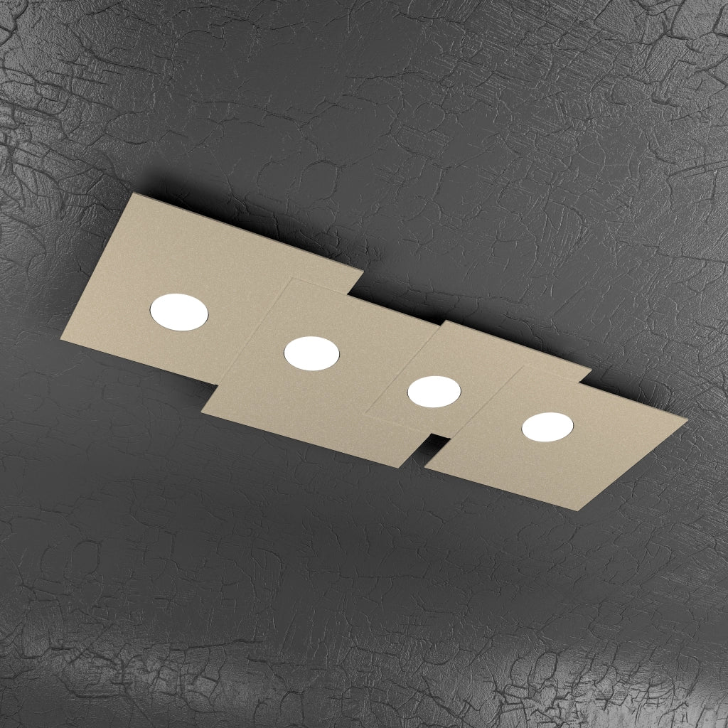Toplight Plafoniera da soffitto rettangolare 4 luci Plate con attacco GX53, struttura colore sabbia, design moderno 86x37x3cm