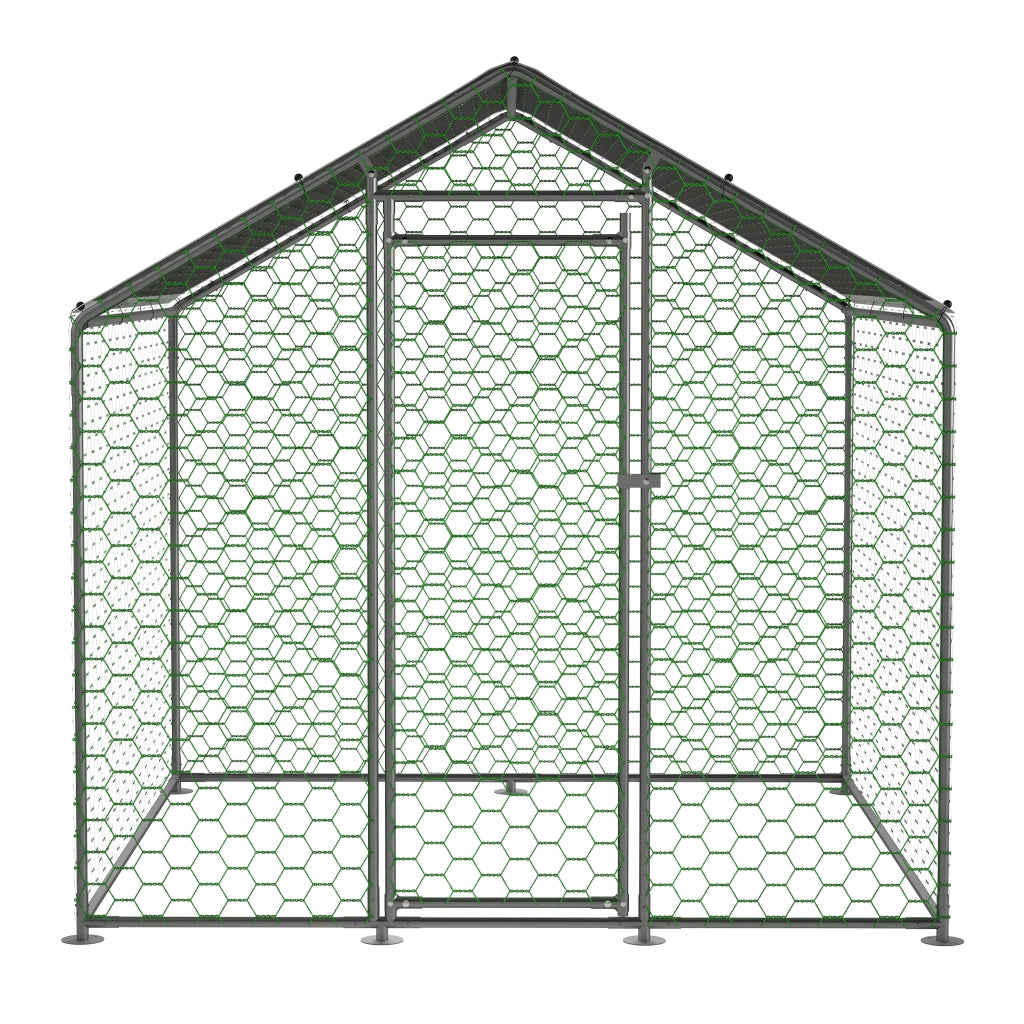 Pollaio in Metallo 2×2×2 m; Recinto per Galline da Esterno con Telo Impermeabile UV; Porta con Serratura e Rete Protettiva