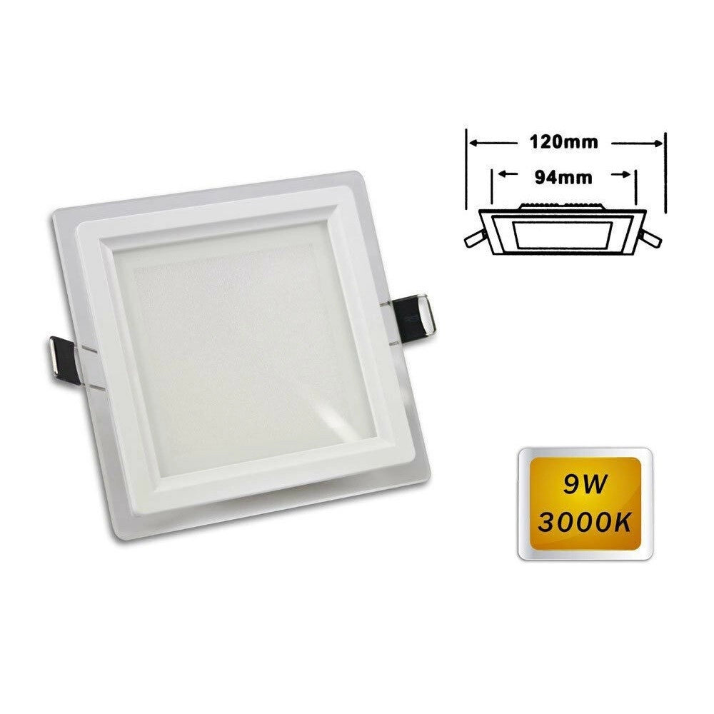 Trade Shop - Pannello Led Slim Incasso Bordo Vetro Quadrato 9w Luce 6500k 3000k 4000k P-94eq -