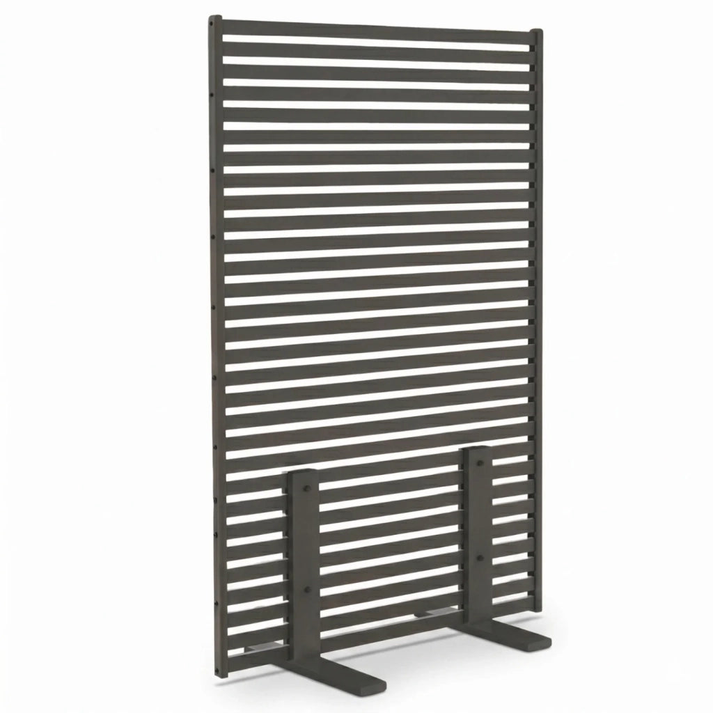 IDMarket - Paravento da esterno traforato, claustra decorativa 80 x 150 cm, lamelle orizzontali in metallo grigio antracite