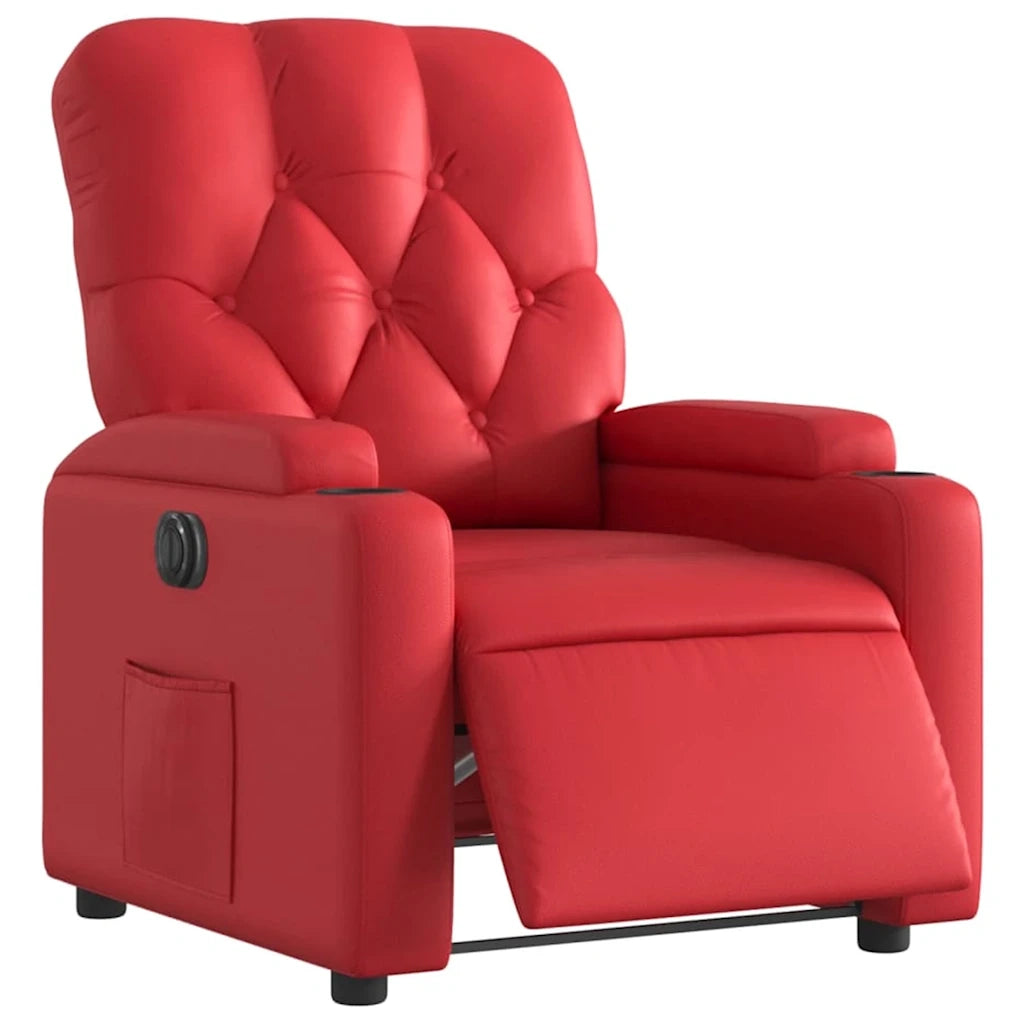 Poltrona Reclinabile Elettrica Rossa in Similpelle