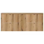 Set Sottolavabo NEWPORT 2 Mobili a 2 Cassetti Armadio Stretto Piano di Lavoro - Effetto Rovere [en.casa]