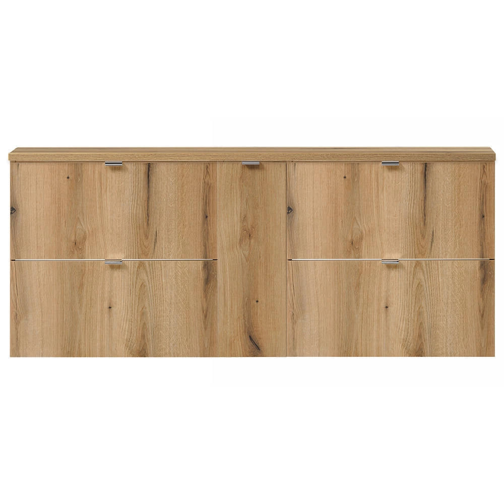 Set Sottolavabo NEWPORT 2 Mobili a 2 Cassetti Armadio Stretto Piano di Lavoro - Effetto Rovere [en.casa]