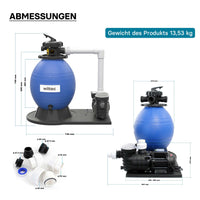 Filtro a sabbia per piscina, 550 W, serbatoio filtrante 38 l, pompa piscina autoadescante 18.000 l/h