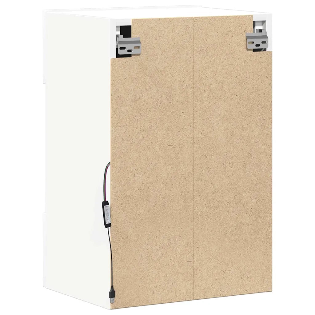 Mobili da parete con luci LED per TV 2pz Bianchi 40x30x60,5 cm 837079