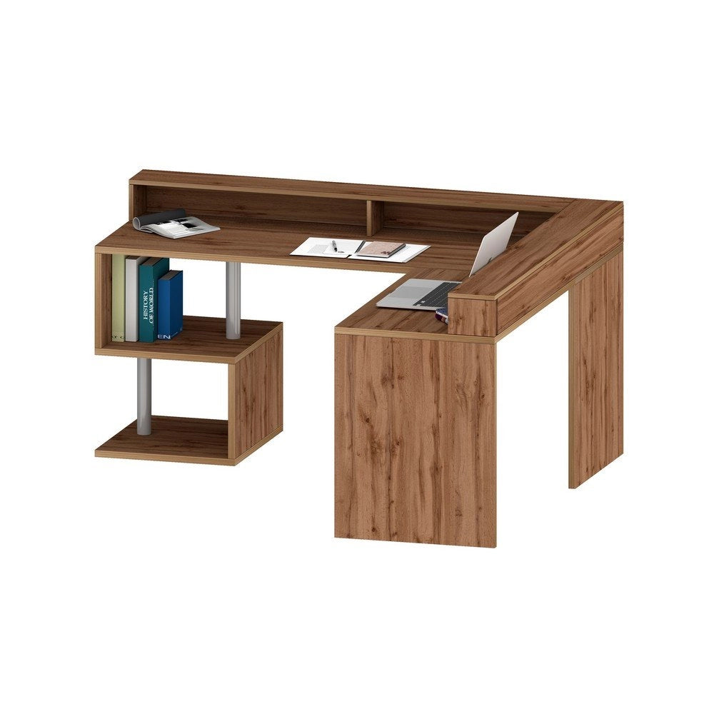 Scrivania Angolare con sopralzo e ripiano 160/180X60X92,5cm - HERMES