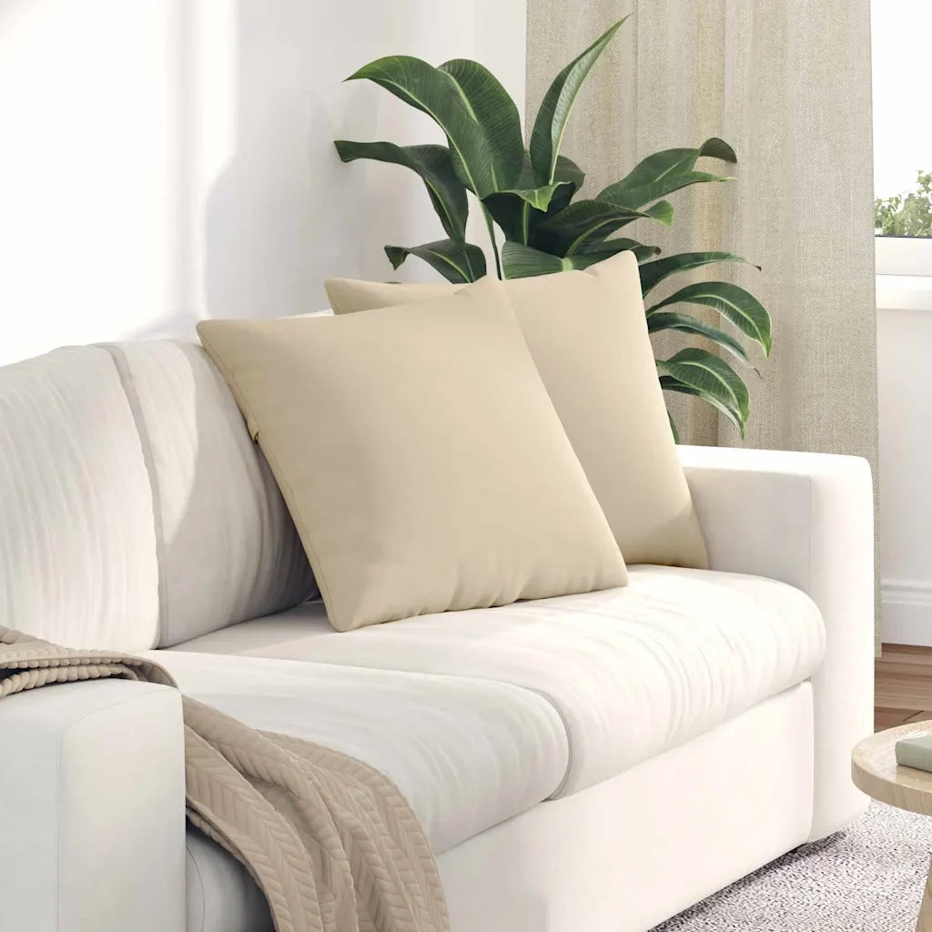 Cuscini da Divano 2 pcs Crema 50 x 50 cm Tessuto