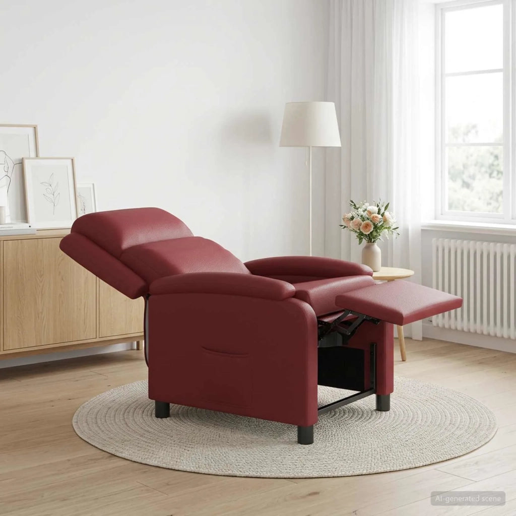 Divano Sedia-Poltrona reclinabile Rosso Vino Similpelle 302194