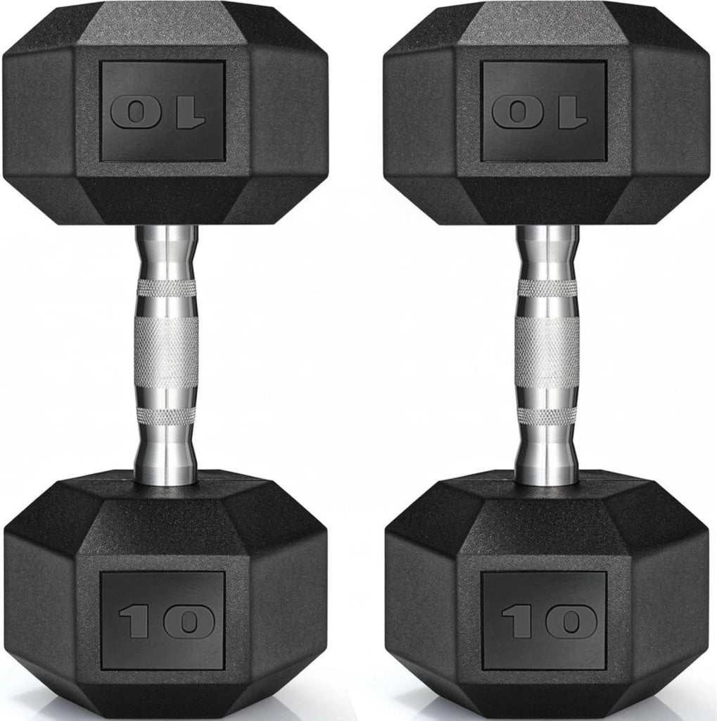 Set di 2 manubri esagonali, 10 – 30 kg, con rivestimento antiscivolo, impugnatura ergonomica, set di manubri corti in gomma polimerica, per allenamento aerobico