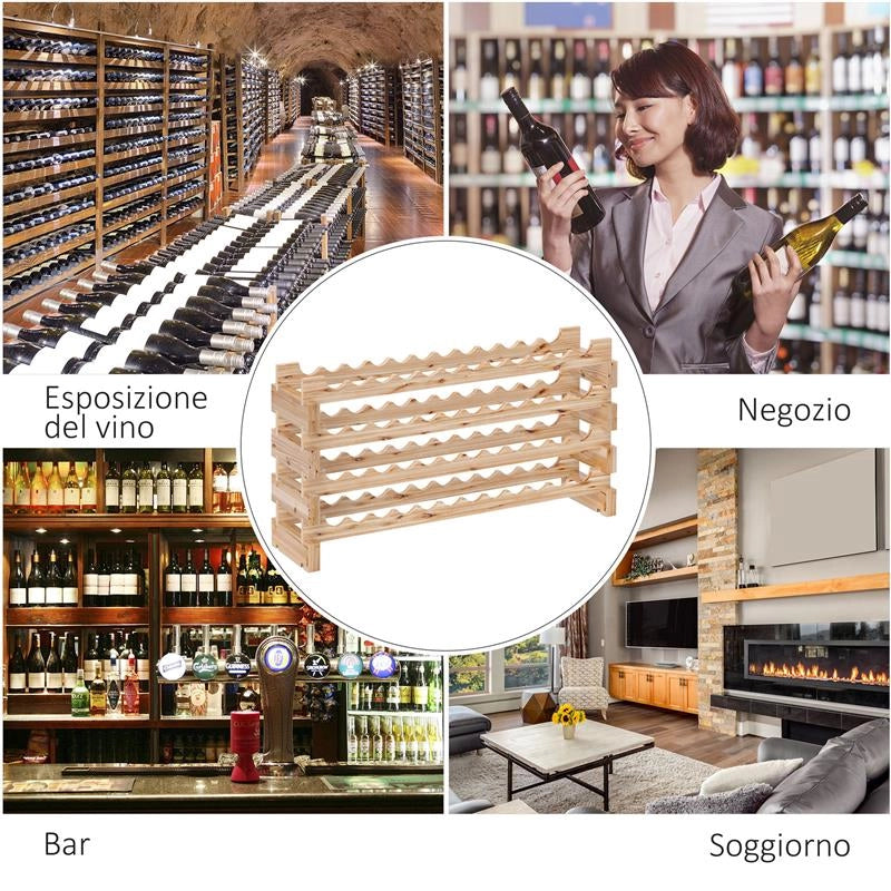 PORTABOTTIGLIE IN LEGNO DI PINO CANTINETTA VINI CON 4 RIPIANI PER 48 BOTTIGLIE 114X28X56.5 CM COLORE LEGNO