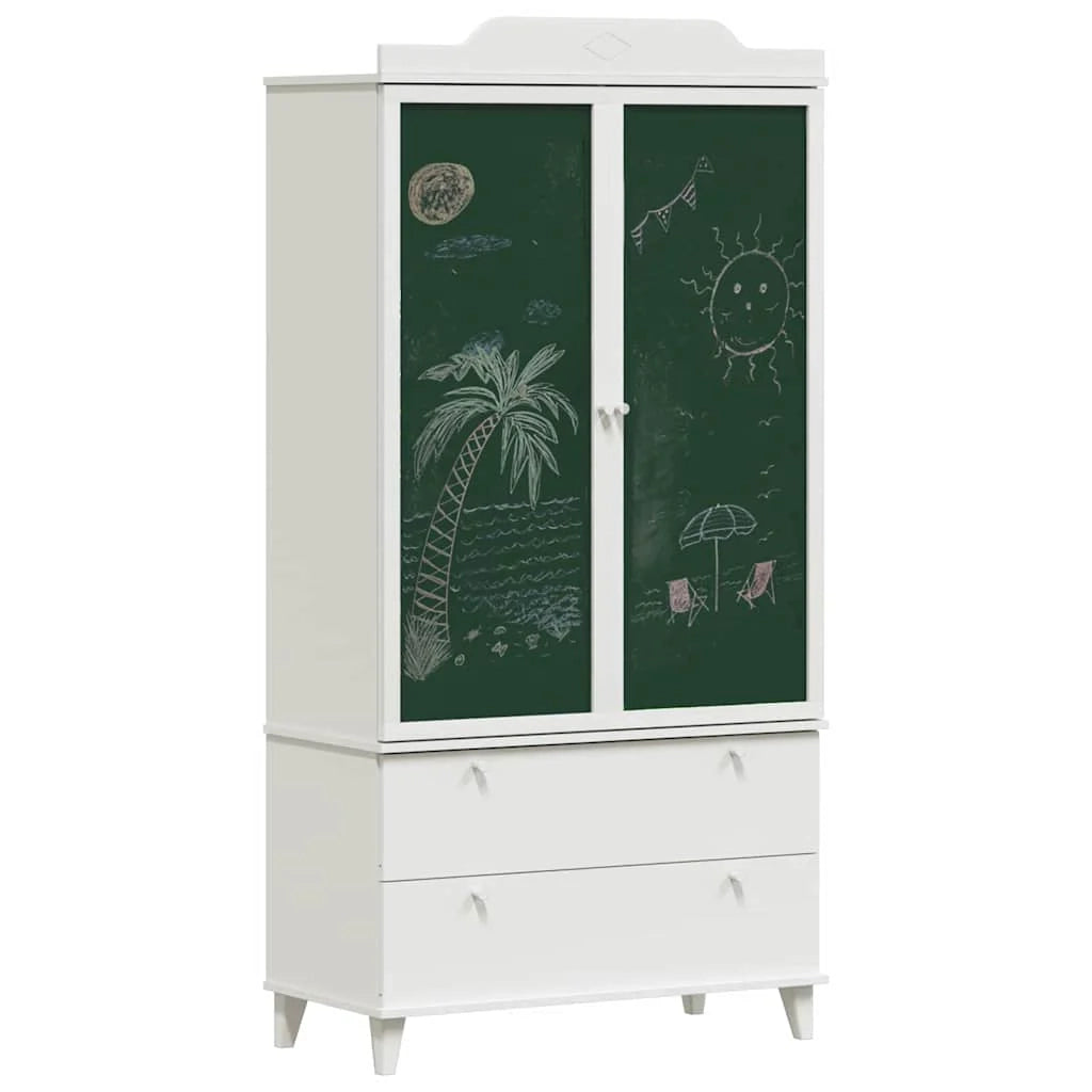 Armadio dal design moderno con lavagna per cameretta bambini 90 x 45 x 180 cm legno ingegnerizzato bianco 02_0058622