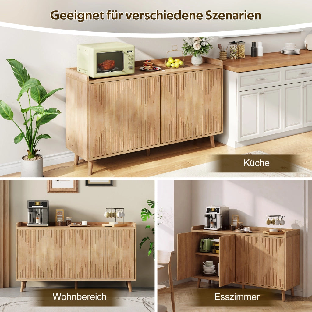 MADIA 140x40x84 cm MDF Naturale con 4 ante e ripiani regolabili