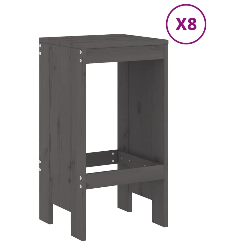 Set Bar da Giardino 9 pz Grigio in Legno Massello di Pino 3157759