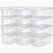 Set di 12 Scatole di Conservazione Translucide con Coperchio in Plastica per Scarpe fino al Numero 41