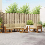 Set di divani da esterno con cuscino 7 pcs Naturale e Beige 3366051