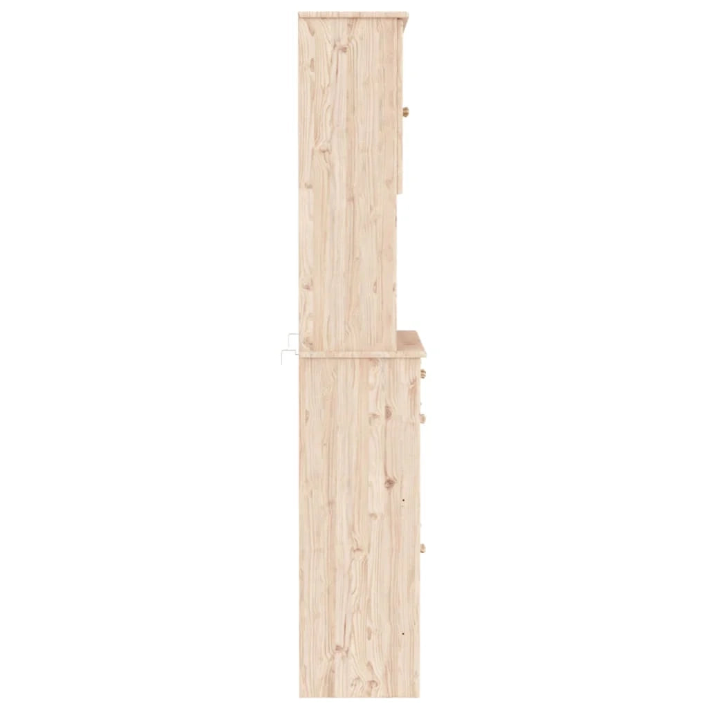 Buffet credenza cassettiera armadio mobile contenitore organizer per cucina soggiorno salotto 77 x 35 x 188 cm legno massello di pino marrone 02_0029674