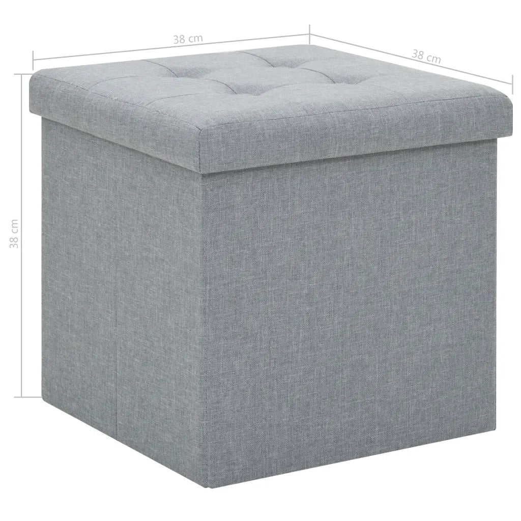 Pouf Pieghevoli con Contenitore 2pz Grigio Chiaro in Simil Lino 247080