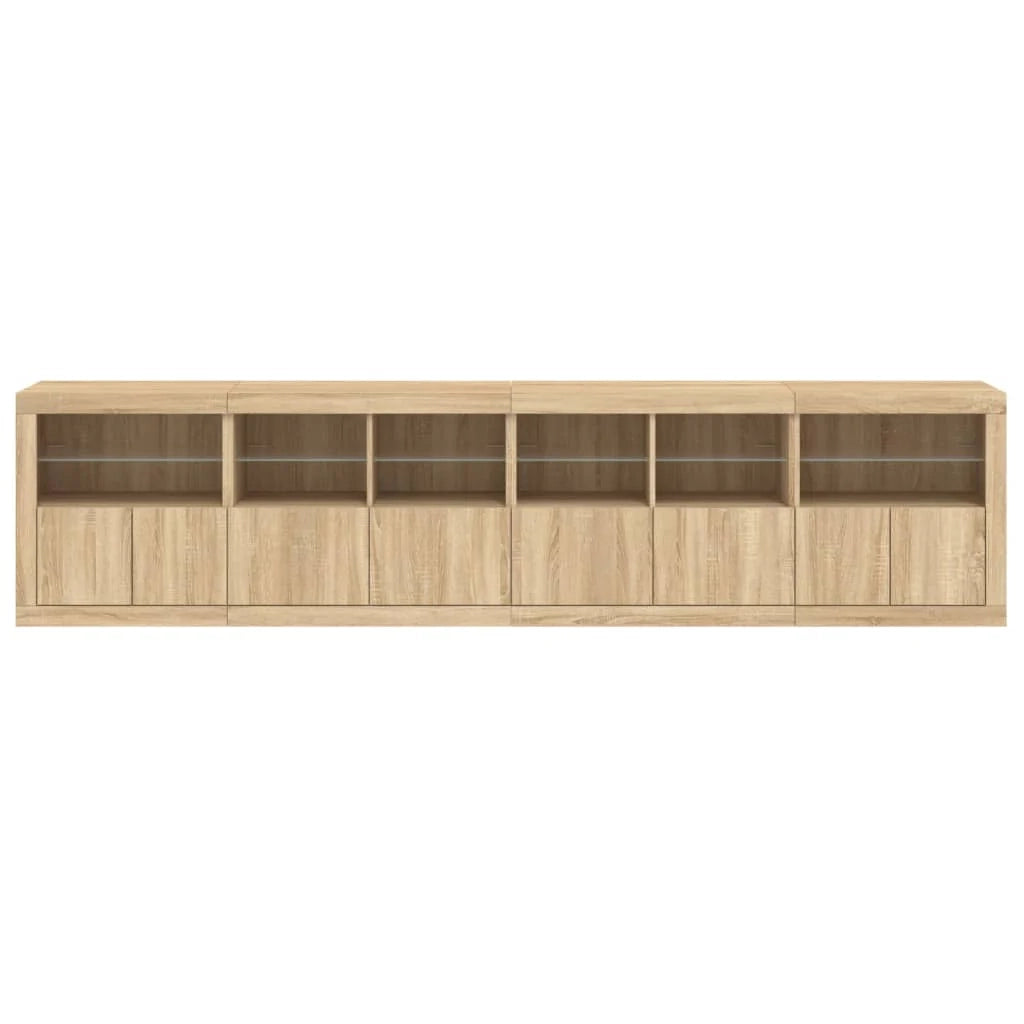 Buffet credenza cassettiera armadio mobile contenitore organizer per cucina soggiorno salotto con luci LED Sonoma 283 x 37 x 67 cm marrone 02_0029957