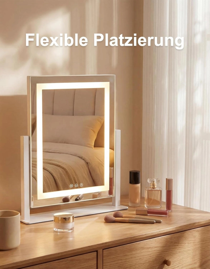 ZMH Specchio per il trucco illuminato a LED 25x30cm 3 modalità di illuminazione regolabili con una semplice pressione