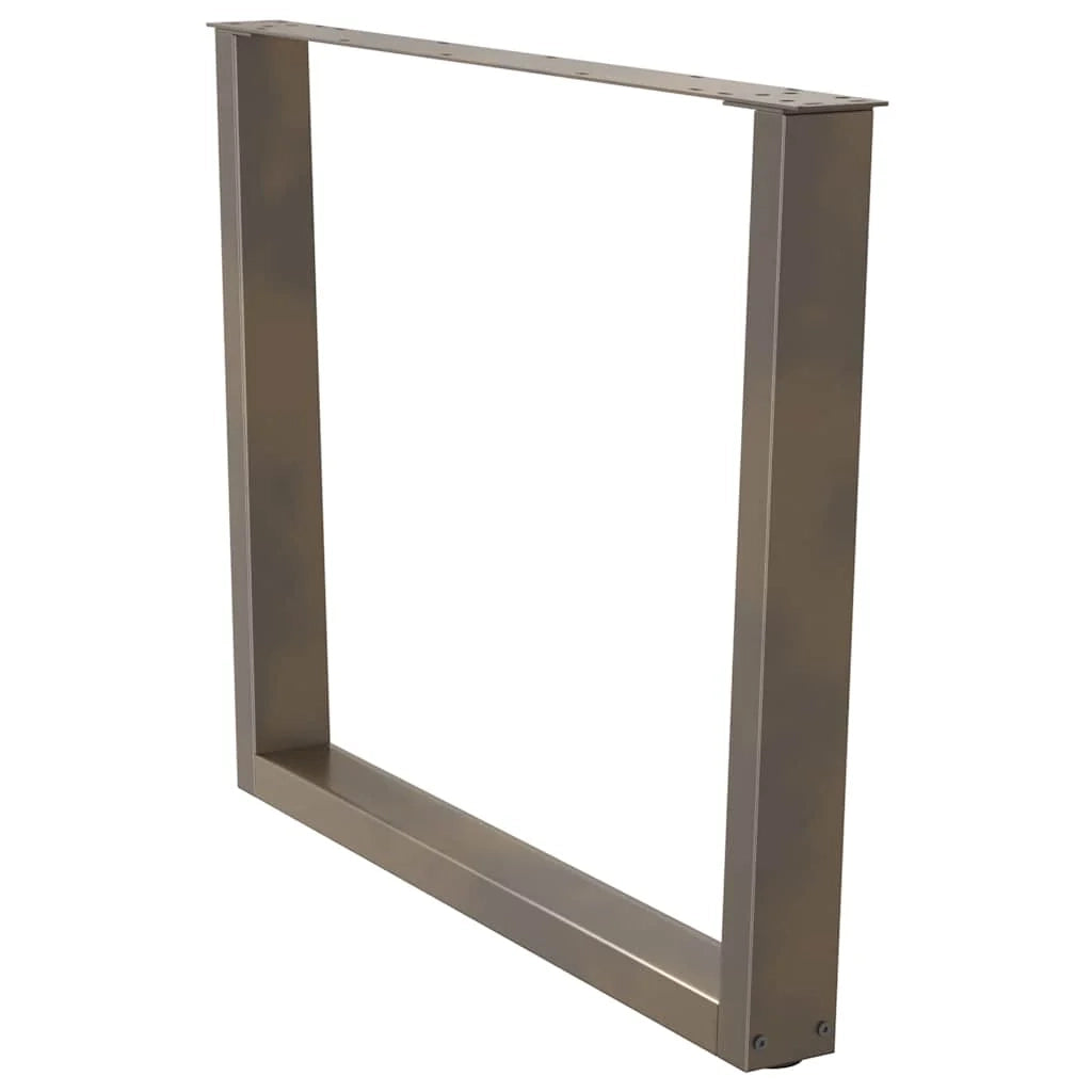 Set di 2 gambe regolabili per tavolo da pranzo a forma di V 100 x 73 cm design contemporaneo acciaio naturale 02_0056945
